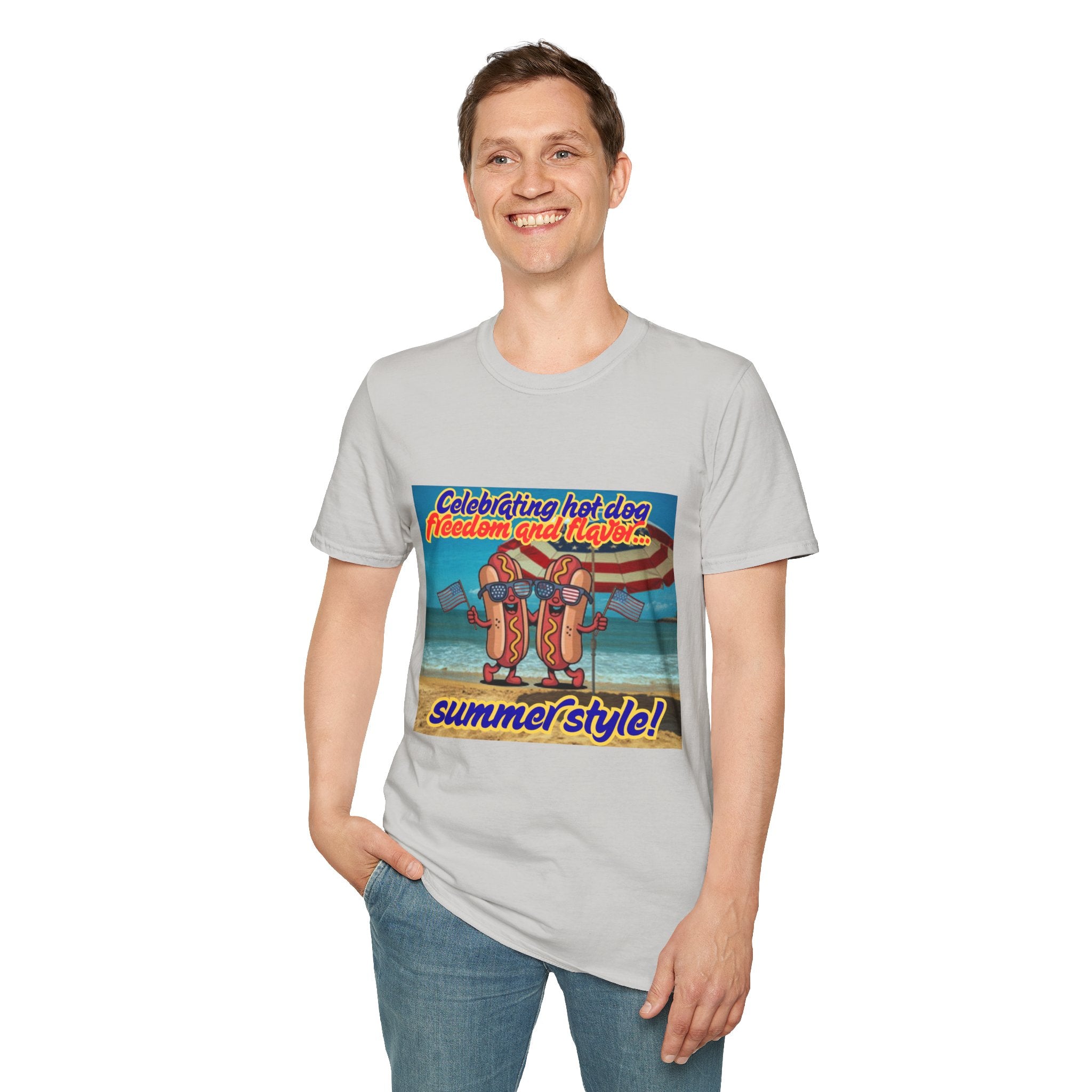 Celebrating Hot Dog Freedom And Flavor Summer Style! Unisex Softstyle T-Shirt
